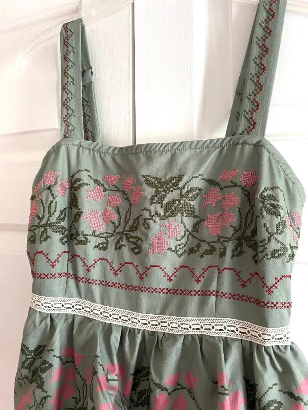 Vintage Tiered Embroidered Dress S